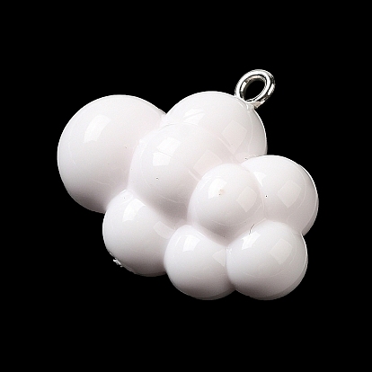 Opaque Resin Pendants, Cloud Charms with Platinum Plated Iron Loops