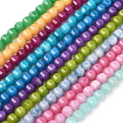 Бусины из натурального белого нефрита, граненые, окрашенные, круглые