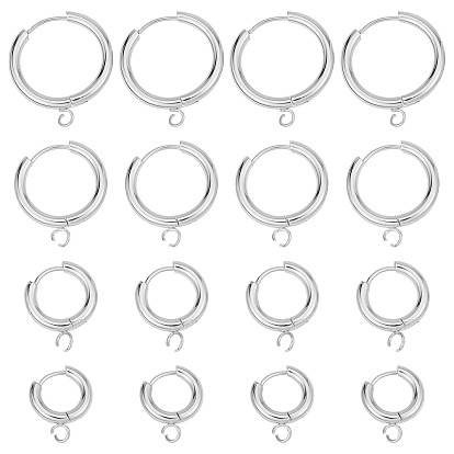 16 шт. 4 размеры 201 фурнитура для сережек-колец из нержавеющей стали, с горизонтальной петлей и 316 стержнем из хирургической нержавеющей стали