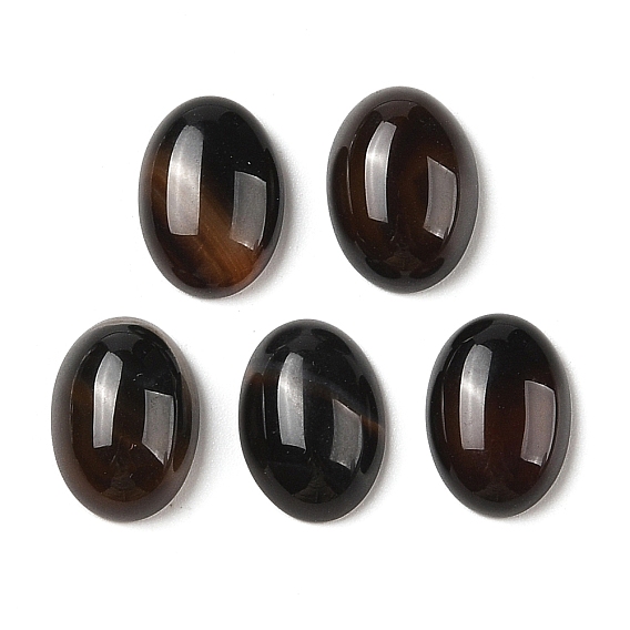Natural Black Agate Cabochons, Dyed & Heated, Oval