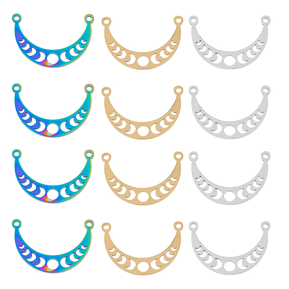12 шт. 3 цветное ионное покрытие (ip) 304 подвески из нержавеющей стали, очарование фазы луны