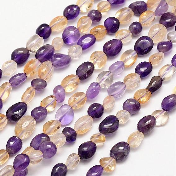 Natural Quartz Bead Strands, Tumbled Stone, Nuggets, 8~10x8~10mm, Hole: 1mm, about 15.74 inch