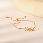 Adjustable 304 Stainless Steel Slider Bracelets, Snake Chain Bracelets, Bowknot