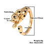 Enamel Leopard Open Cuff Ring, Brass Animal Jewelry for Men Women