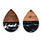 Transparent Resin & Walnut Wood Pendants, Teardrop Charms
