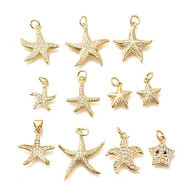 Латунные микропаве прозрачные подвески с фианитом, прелести морская звезда, с целью перехода в кольце, стойки покрытие, долговечный, без свинца и без кадмия