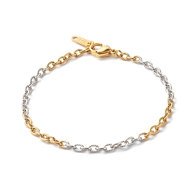 Two Tone 304 Stainless Steel Cable Chains Bracelets