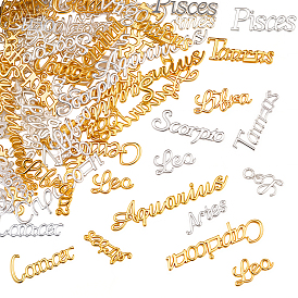 6 сумки 2 цветные сплавные кабошоны, для наполнения кристаллами эпоксидной смолы, 12 созвездия, слово