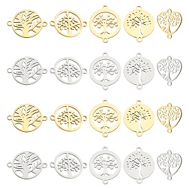 CREATCABIN 20Pcs 5 Style 201 Stainless Steel Links connectors, Laser Cut Links, Tree of Life
