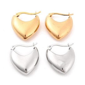 304 Stainless Steel Chunky Heart Hoop Earrings for Women