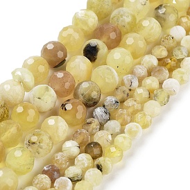 Natural Yellow Opal Beads Strands, Faceted, Round