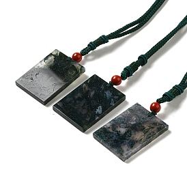 Natural Moss Agate Necklaces, Rectangle