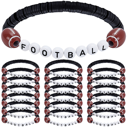 24шт. браслеты ручной работы из полимерной глины хеши и акриловых бусин для женщин, регби и мировой футбол