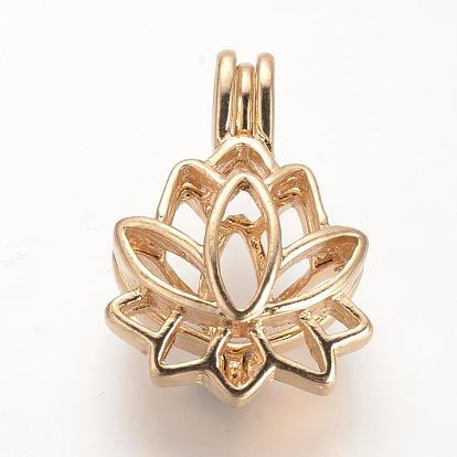 Alloy Diffuser Locket Pendants, Cage Pendants, Flower