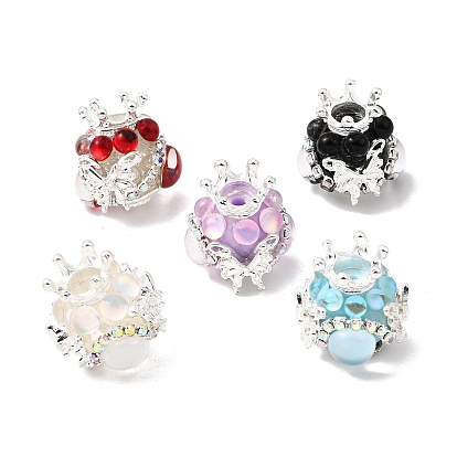 Непрозрачные акриловые бусины и бусины со стразами, круглая фигура с короной и бабочкой, смолы и сплав