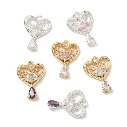 Кулон из циркония, сердечко с подвесками в виде капель, настоящее 18k позолоченное/925 посеребренное