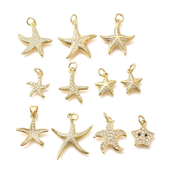 Латунные микропаве прозрачные подвески с фианитом, прелести морская звезда, с целью перехода в кольце, стойки покрытие, долговечный, без свинца и без кадмия