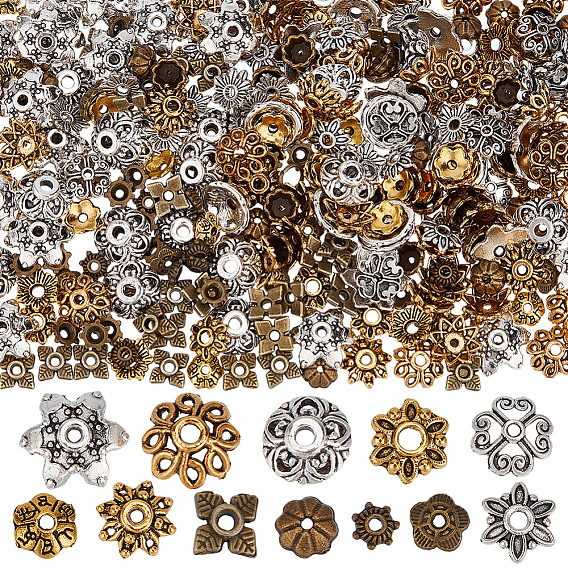 360шт 12 стили колпачки из сплава в тибетском стиле, цветок