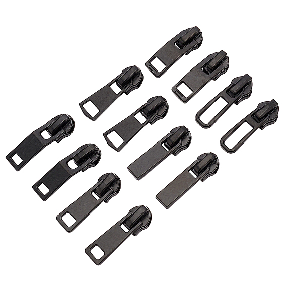 60Pcs 6 Style Zinc Alloy Replacement Zipper Sliders, for Luggage Suitcase Backpack Jacket Bags Coat