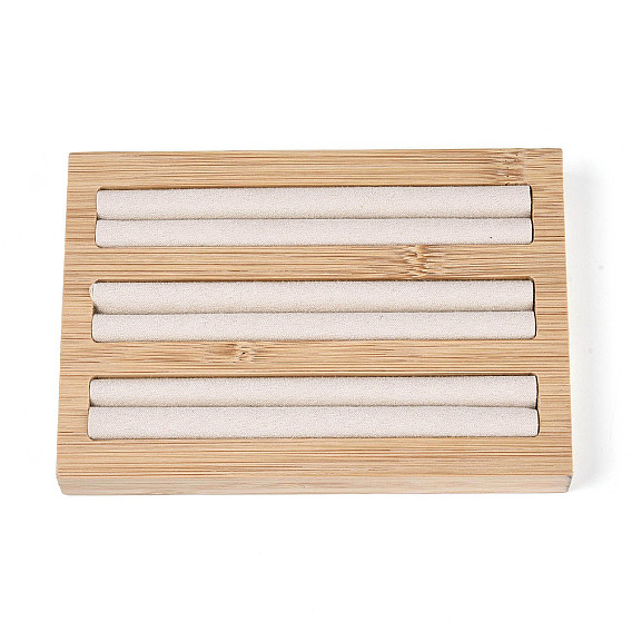 3-слотовые прямоугольные бамбуковые подставки для колец, держатель органайзера для кольца на палец, с искусственной кожей внутри