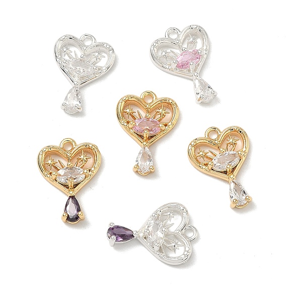 Кулон из циркония, сердечко с подвесками в виде капель, настоящее 18k позолоченное/925 посеребренное