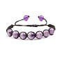 Adjustable Yoga Bracelet with Amethyst Agate Stone and Seven-Color Beaded Weave