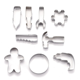 Stainless Steel Mixed Tool Shaped Cookie Candy Food Cutters Molds, for DIY Biscuit Baking Tool