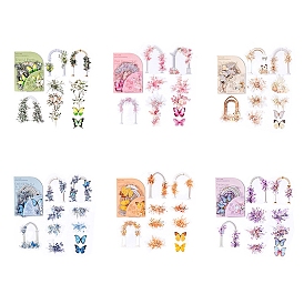 20Pcs Flower Arch Waterproof PET Decorative Stickers, Self-adhesive Butterfly Decals, for DIY Scrapbooking