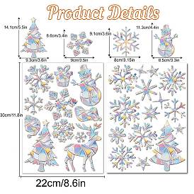 2Pcs Christmas Theme Rainbow Prism Electrostatic Window Stickers, PVC Anti Collision Stickers, for Windows, Glass Doors, Mirrors Decorations