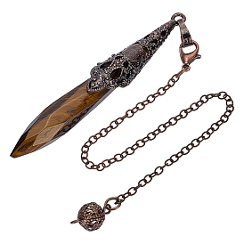 Маятник для биолокации с конусом из натурального драгоценного камня, большие острые подвески, С латунными красными медными тонами