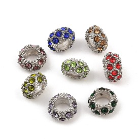 Сплав покрытый платиной сплав горный хрусталь европейский бисер, бусины с большим отверстием, рондель, 11x6 мм, отверстие : 5 мм