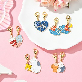 Сплав эмали разделенные подвесные украшения, с 304 из нержавеющей стали Lobster Claw застежками, разнообразные