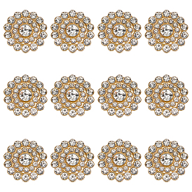 12 шт. украшения для шитья из сплава страз, цветок