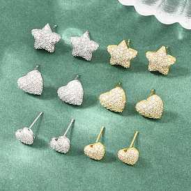 Серьги-гвоздики из латунного микро-паве, без свинца и без кадмия, долговечный, стойки покрытие