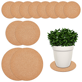 CRASPIRE 12Pcs 3 Style Cork Plant Mat, with PP Plastic Bottoms, Kitchen Hot Mats, Cup Coasters, Flat Round