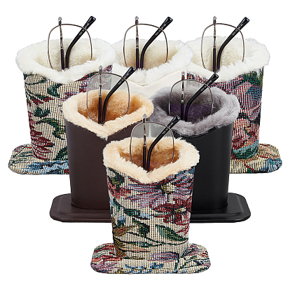 6 pièces 6 couleurs étuis à lunettes en cuir PU et peluche de laine, supports de bureau