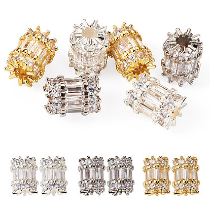 6 шт. 3 цвета латуни микропаве прозрачные кубические циркониевые бусины, колонка