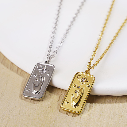 Богемия винтажная нержавеющая сталь кристалл горный хрусталь карта таро с рукой звезда луна кулон ожерелья