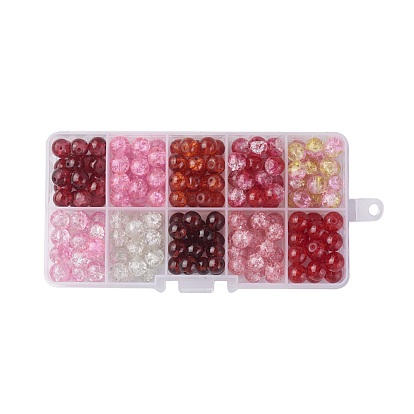 10 Colors Spray Painted Crackle Glass Beads, Round