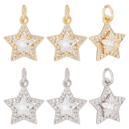 8 шт. 2 цвета латунные подвески с цирконием, с целью перехода в кольце, долговечный, без свинца и без кадмия, звезда