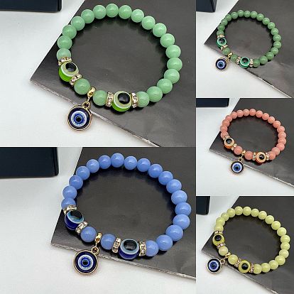 Turkish Evil Eye Bracelet with Crystal Stones and Glow-in-the-Dark Beads