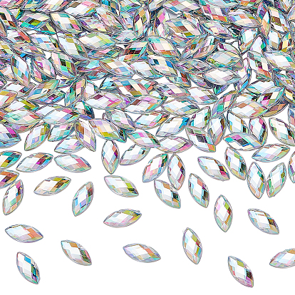 800 шт. имитация тайваньских акриловых кабошонов со стразами, плоская спина и гранеными, лошадиный глаз 