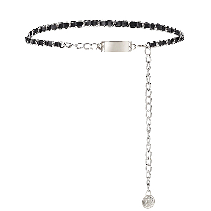 1Pc Alloy Twisted Chain & PU Leather Chain Belts for Women