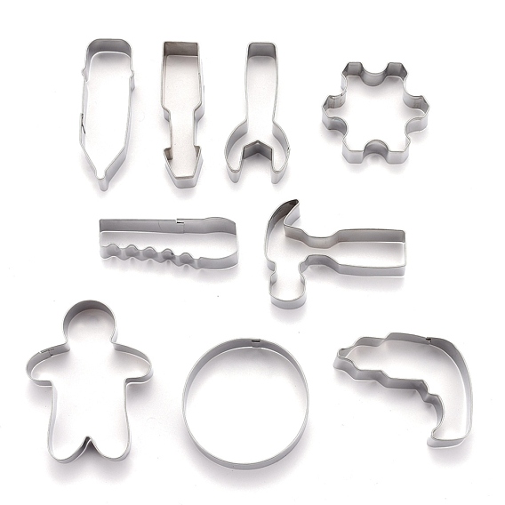Stainless Steel Mixed Tool Shaped Cookie Candy Food Cutters Molds, for DIY Biscuit Baking Tool