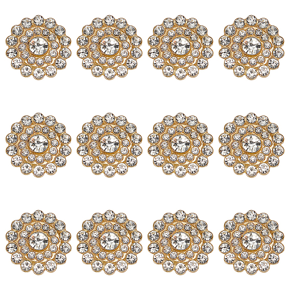 12 шт. украшения для шитья из сплава страз, цветок