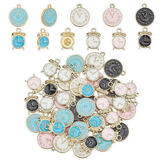 48шт. 8 стили подвесок из эмалированного сплава для часов
