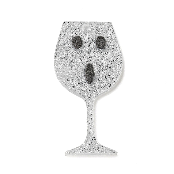 Cute Glitter Acrylic Pendants, Goblet with Face Charms