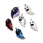 Halloween Resin Pendants, with Light Gold Tone Metal Loops, Ghost