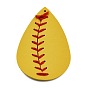 Imitation Leather Pendant, Teardrop with Rugby Pattern
