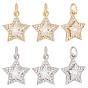 8 шт. 2 цвета латунные подвески с цирконием, с целью перехода в кольце, долговечный, без свинца и без кадмия, звезда